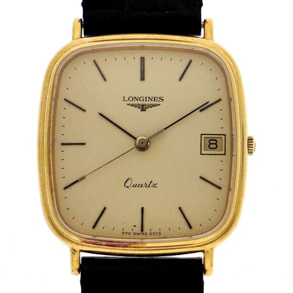 WATCH LONGINES Square gold Gold Plated/leather QZ - Picture 1 of 7
